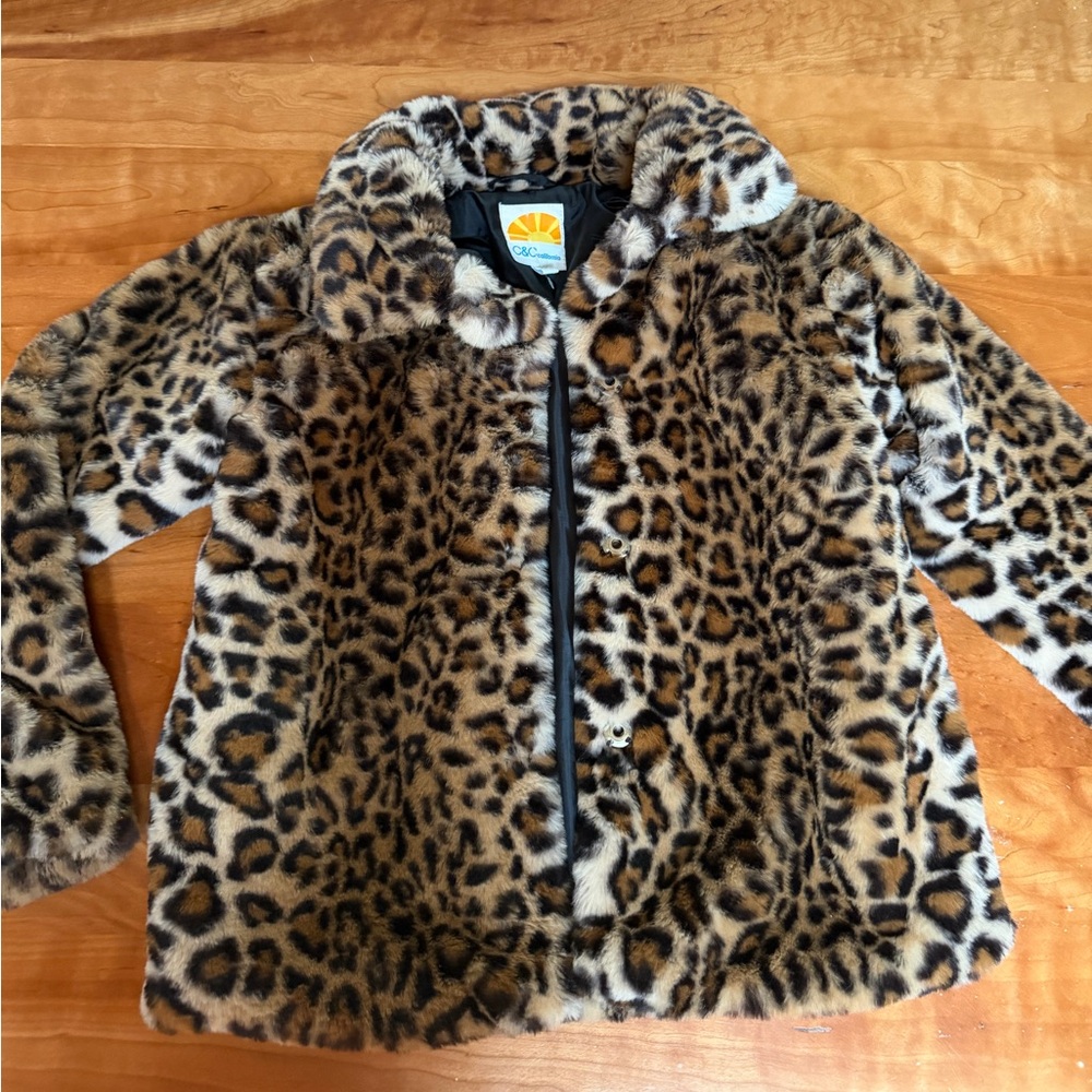 C&C leopard print faux fur size 10